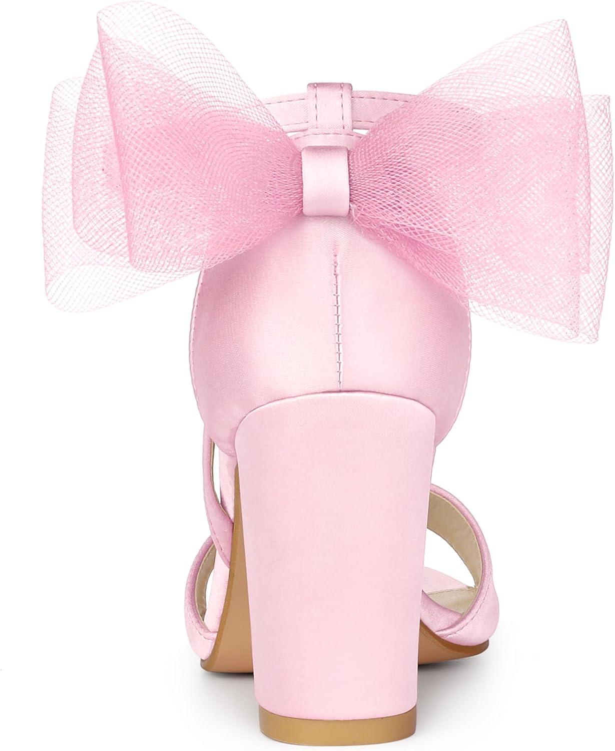 imageAllegra K Womens Bow Shoes Open Toe Chunky Heel SandalsPink