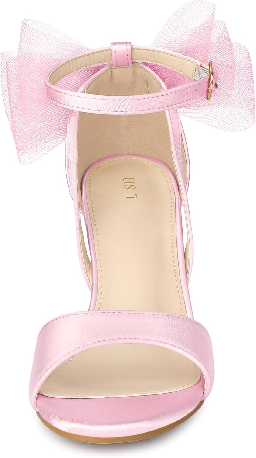 imageAllegra K Womens Bow Shoes Open Toe Chunky Heel SandalsPink