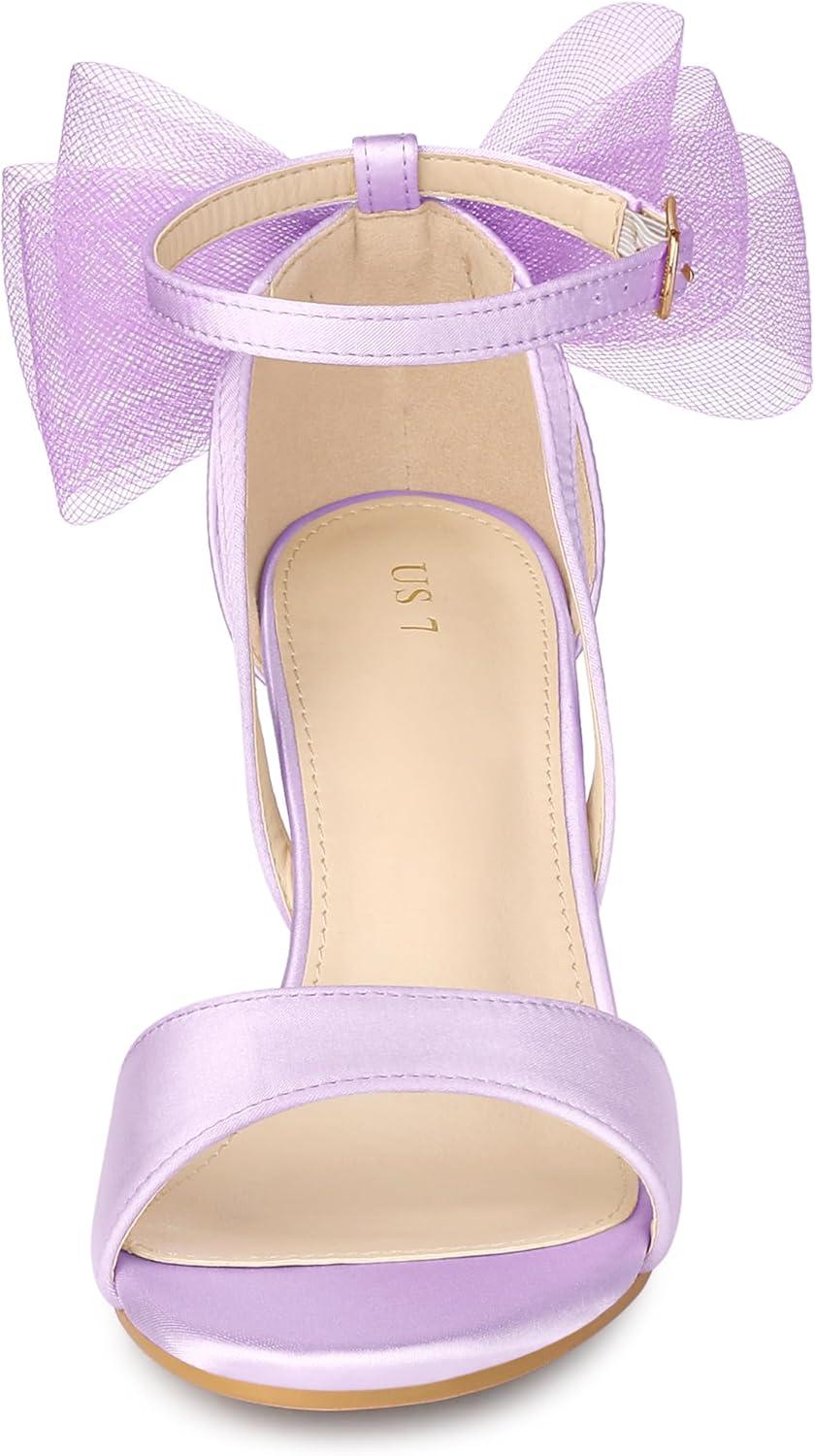 imageAllegra K Womens Bow Shoes Open Toe Chunky Heel SandalsPurple