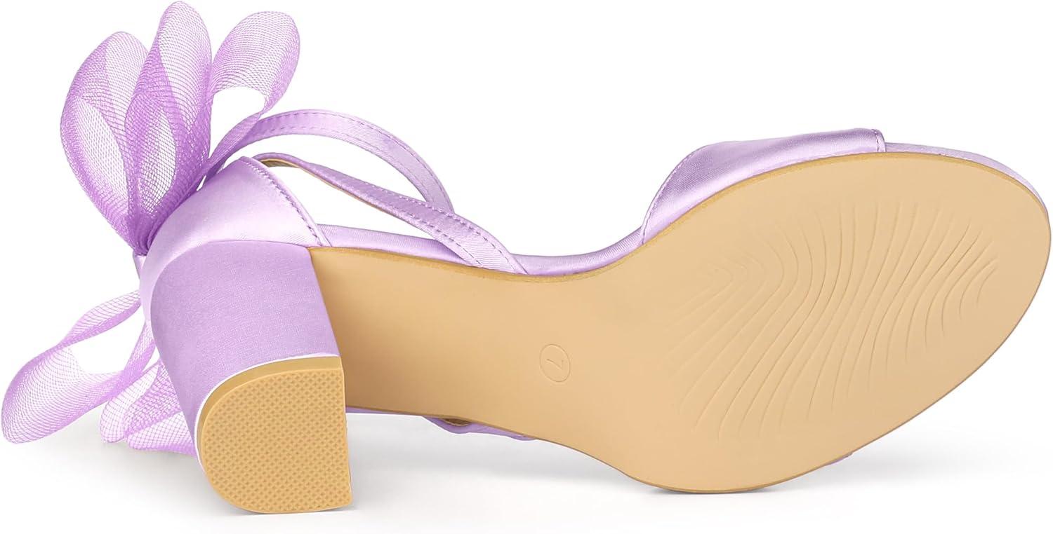imageAllegra K Womens Bow Shoes Open Toe Chunky Heel SandalsPurple