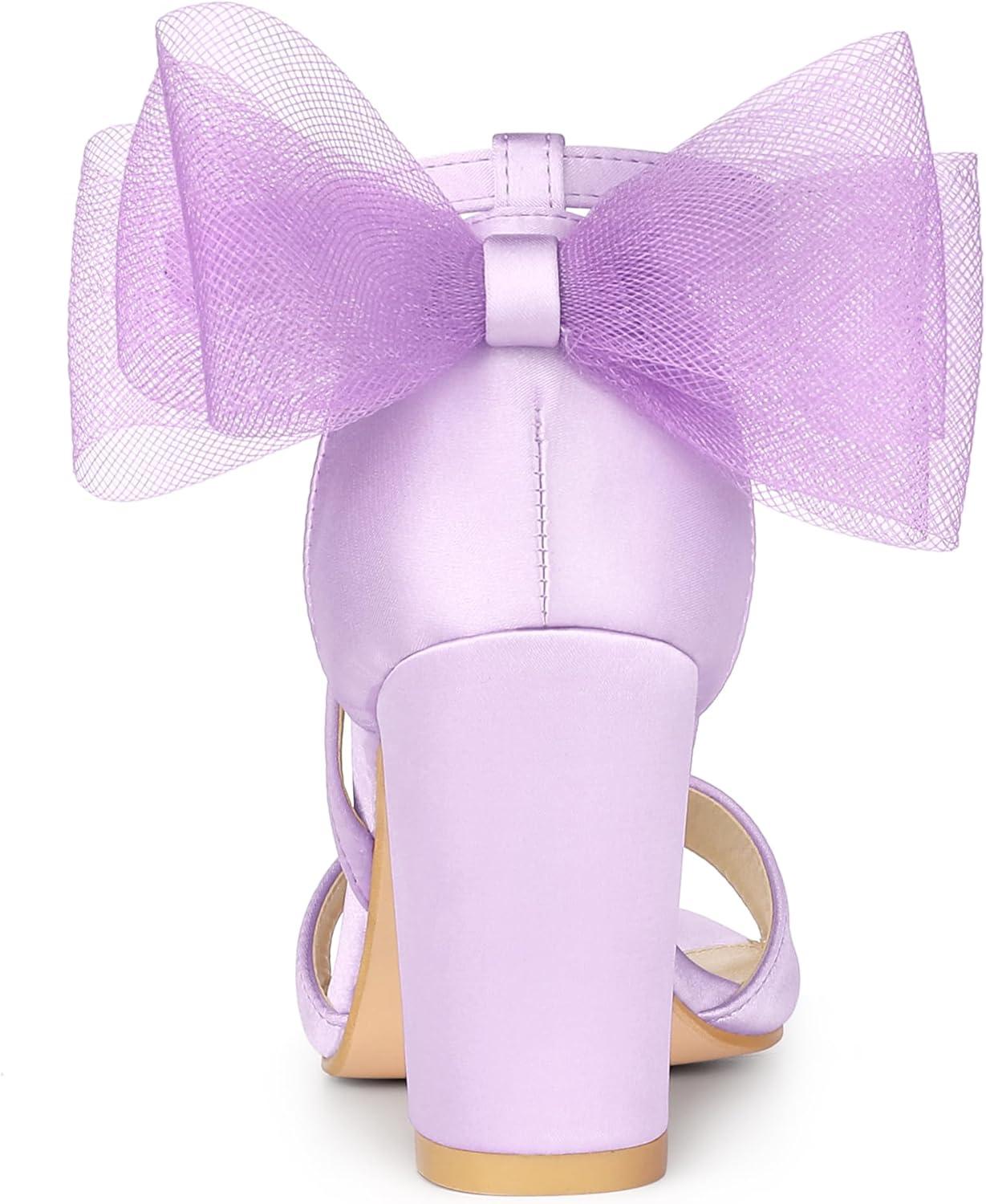 imageAllegra K Womens Bow Shoes Open Toe Chunky Heel SandalsPurple