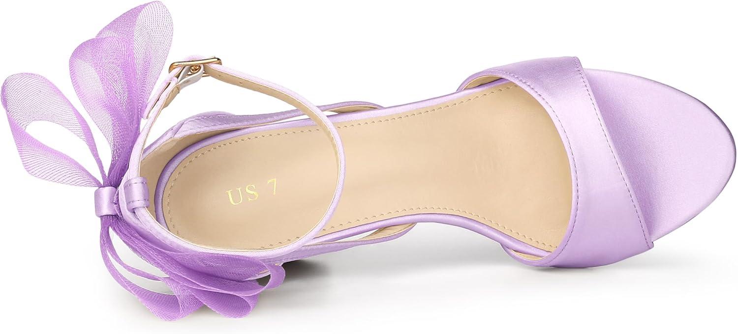 imageAllegra K Womens Bow Shoes Open Toe Chunky Heel SandalsPurple