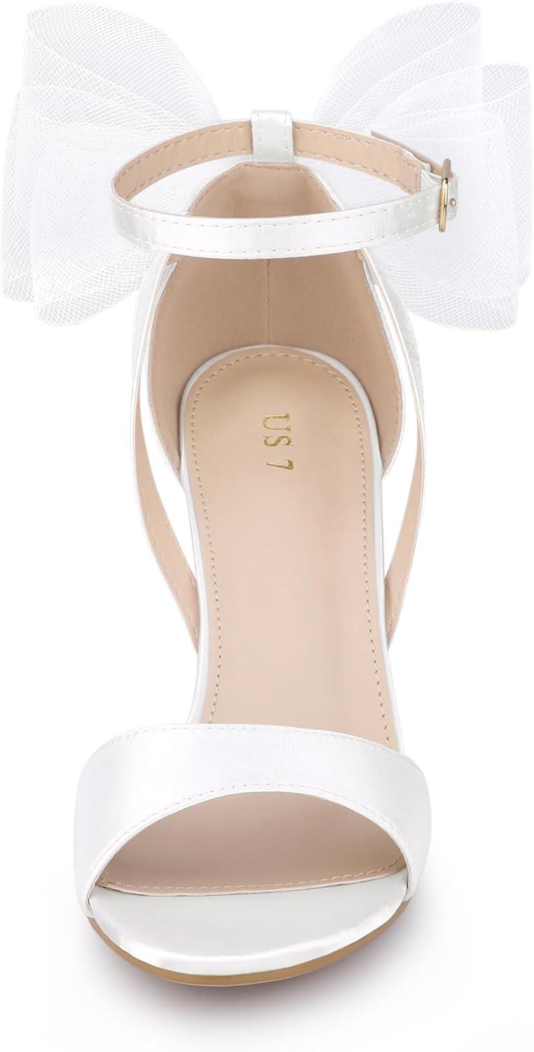 imageAllegra K Womens Bow Shoes Open Toe Chunky Heel SandalsWhite