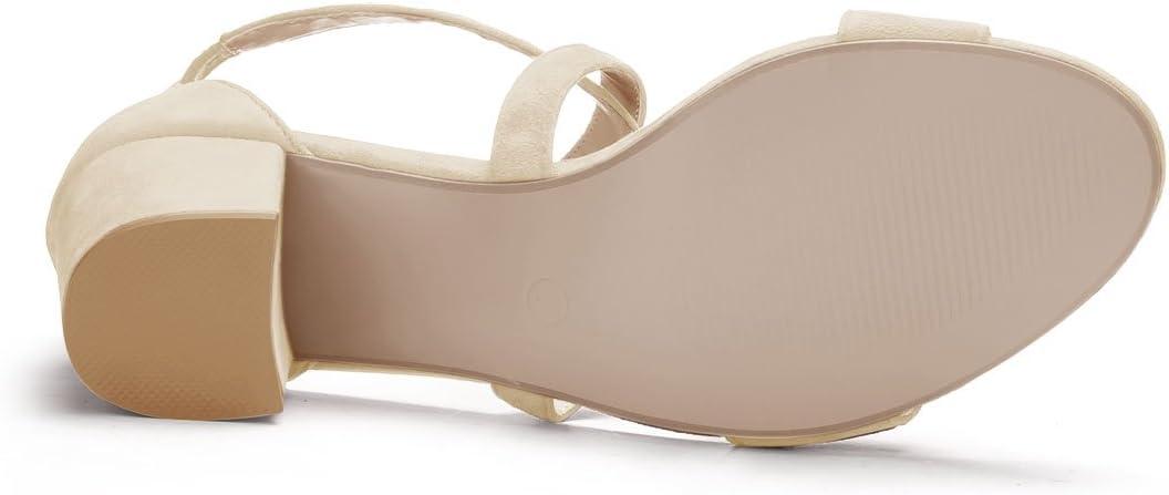 imageAllegra K Womens Crisscross Ankle Strap Block Heel SandalsBeige