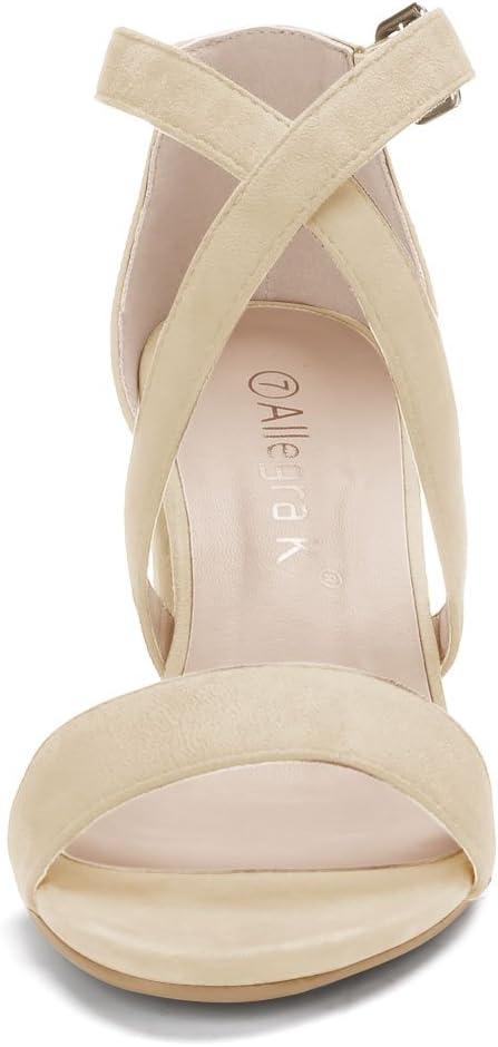 imageAllegra K Womens Crisscross Ankle Strap Block Heel SandalsBeige
