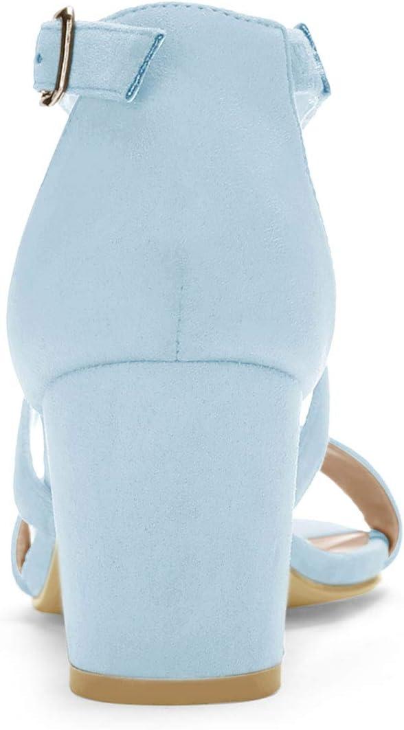 imageAllegra K Womens Crisscross Ankle Strap Block Heel SandalsBlue