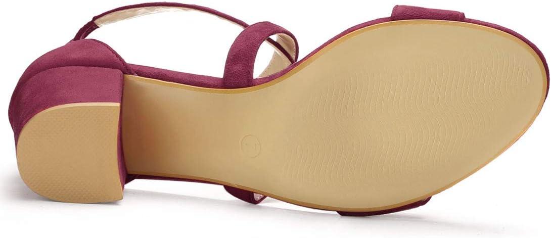 imageAllegra K Womens Crisscross Ankle Strap Block Heel SandalsBurgundy