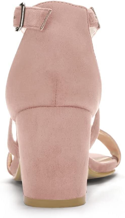 imageAllegra K Womens Crisscross Ankle Strap Block Heel SandalsDust Pink