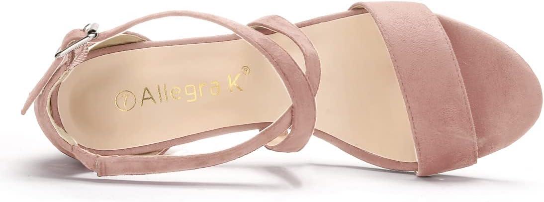 imageAllegra K Womens Crisscross Ankle Strap Block Heel SandalsDust Pink