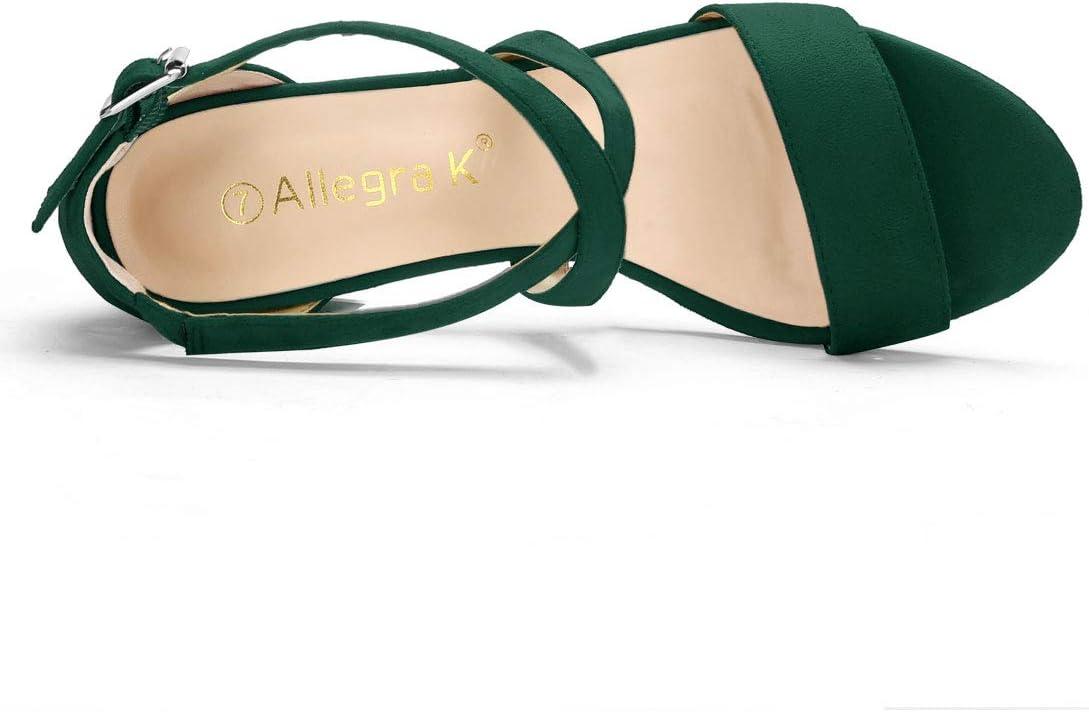 imageAllegra K Womens Crisscross Ankle Strap Block Heel SandalsGreen