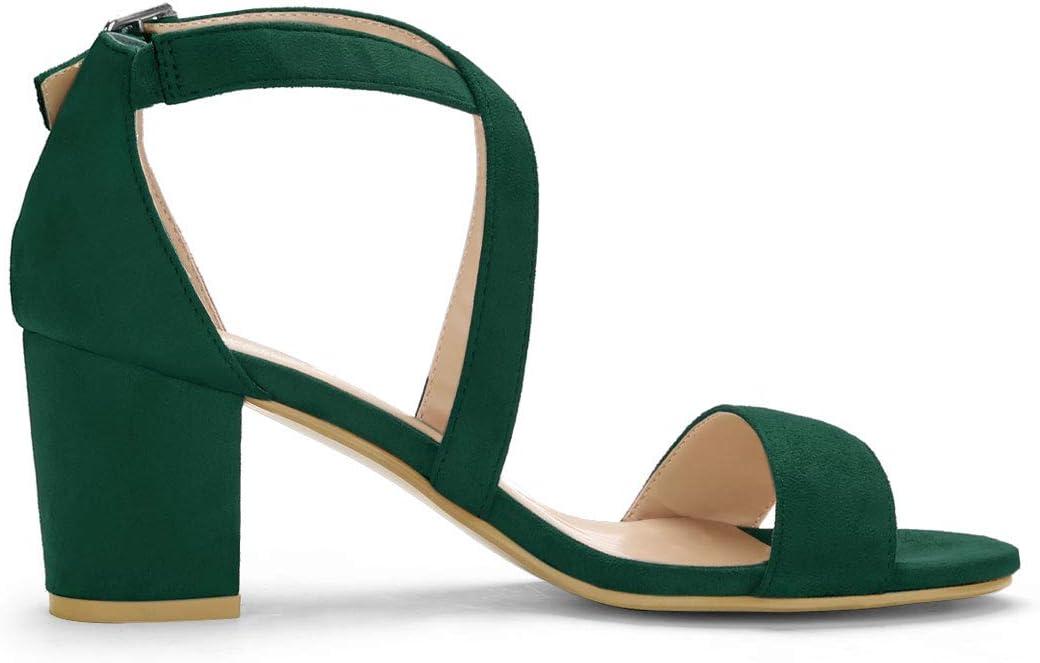 imageAllegra K Womens Crisscross Ankle Strap Block Heel SandalsGreen