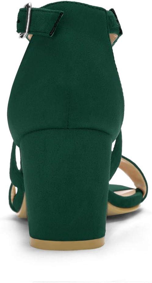 imageAllegra K Womens Crisscross Ankle Strap Block Heel SandalsGreen