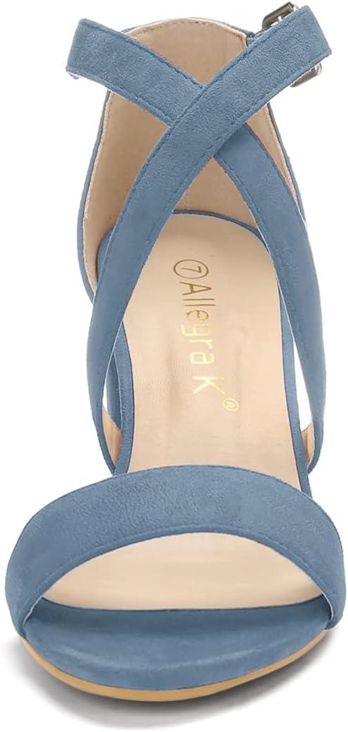 imageAllegra K Womens Crisscross Ankle Strap Block Heel SandalsHaze Blue