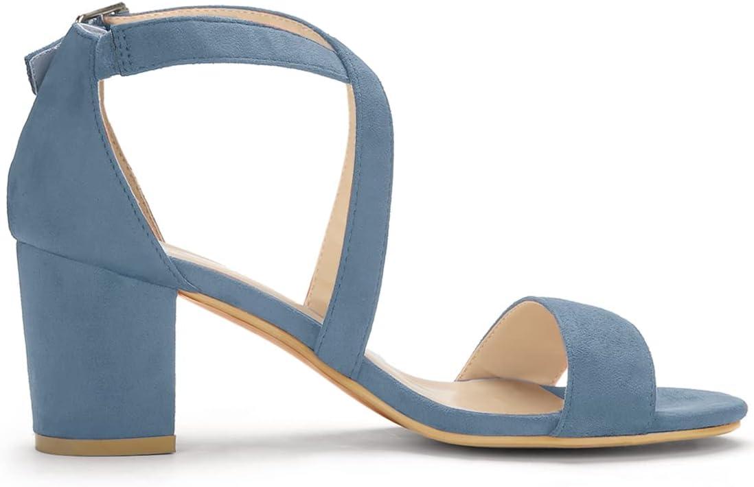 imageAllegra K Womens Crisscross Ankle Strap Block Heel SandalsHaze Blue
