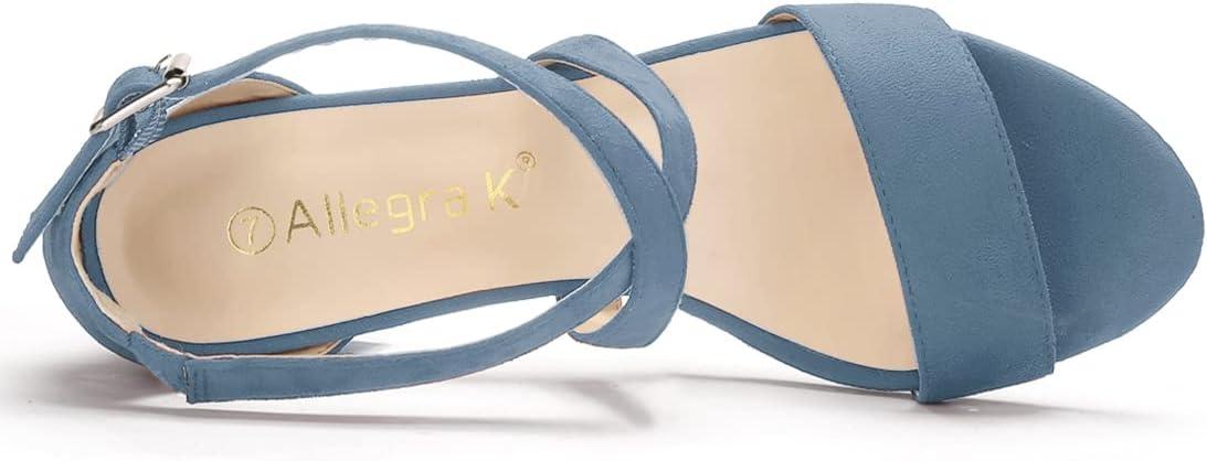 imageAllegra K Womens Crisscross Ankle Strap Block Heel SandalsHaze Blue