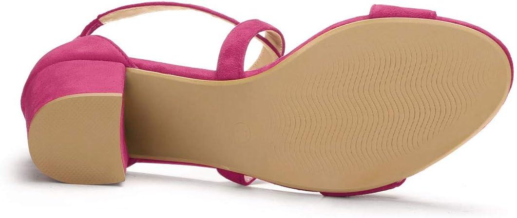 imageAllegra K Womens Crisscross Ankle Strap Block Heel SandalsHot Pink