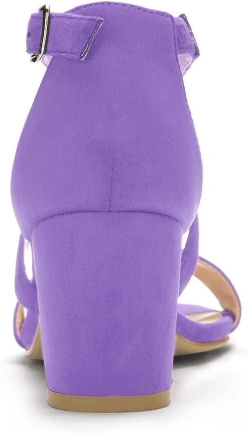 imageAllegra K Womens Crisscross Ankle Strap Block Heel SandalsPurple