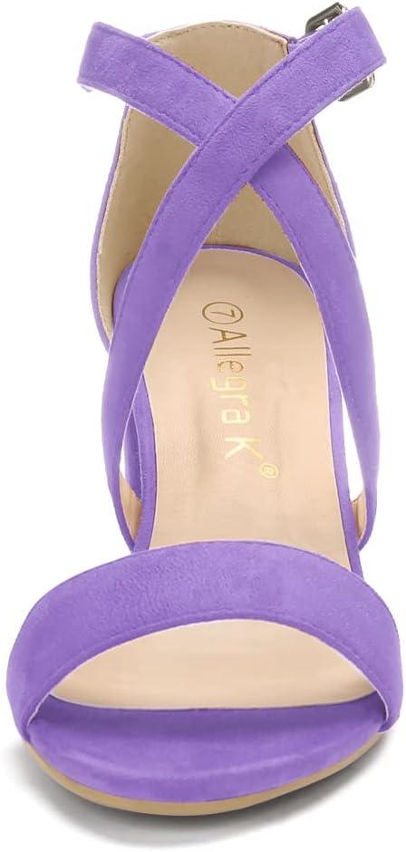 imageAllegra K Womens Crisscross Ankle Strap Block Heel SandalsPurple
