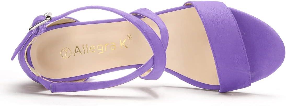 imageAllegra K Womens Crisscross Ankle Strap Block Heel SandalsPurple