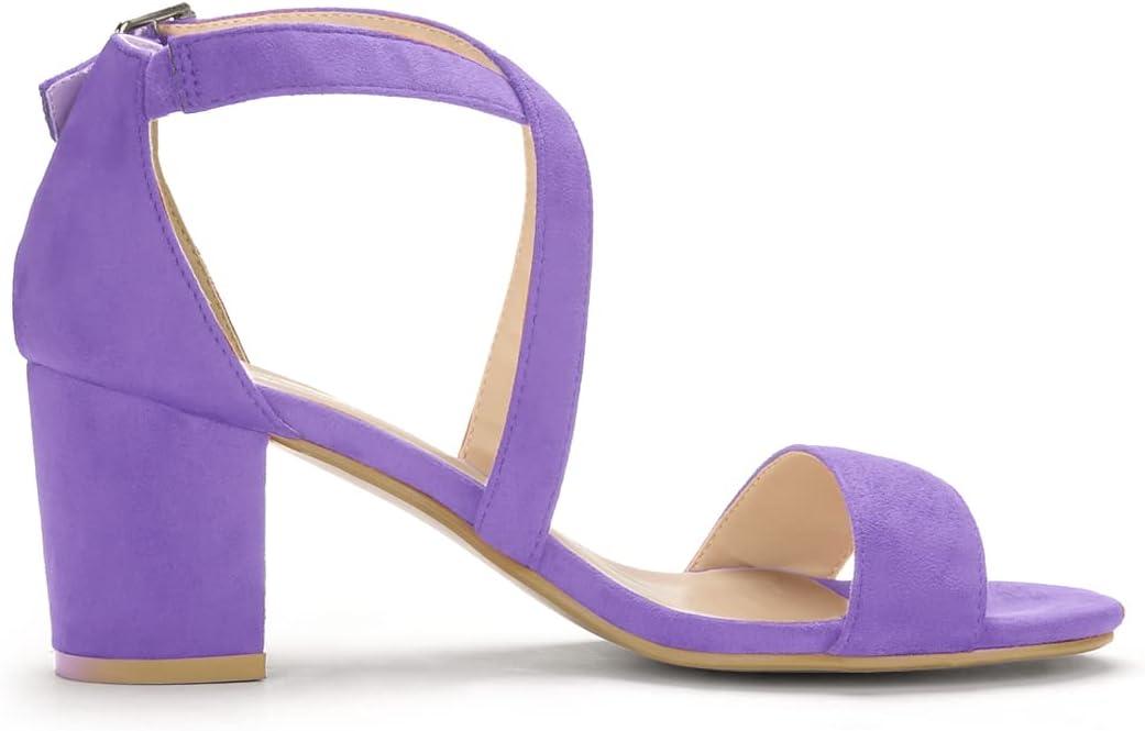 imageAllegra K Womens Crisscross Ankle Strap Block Heel SandalsPurple