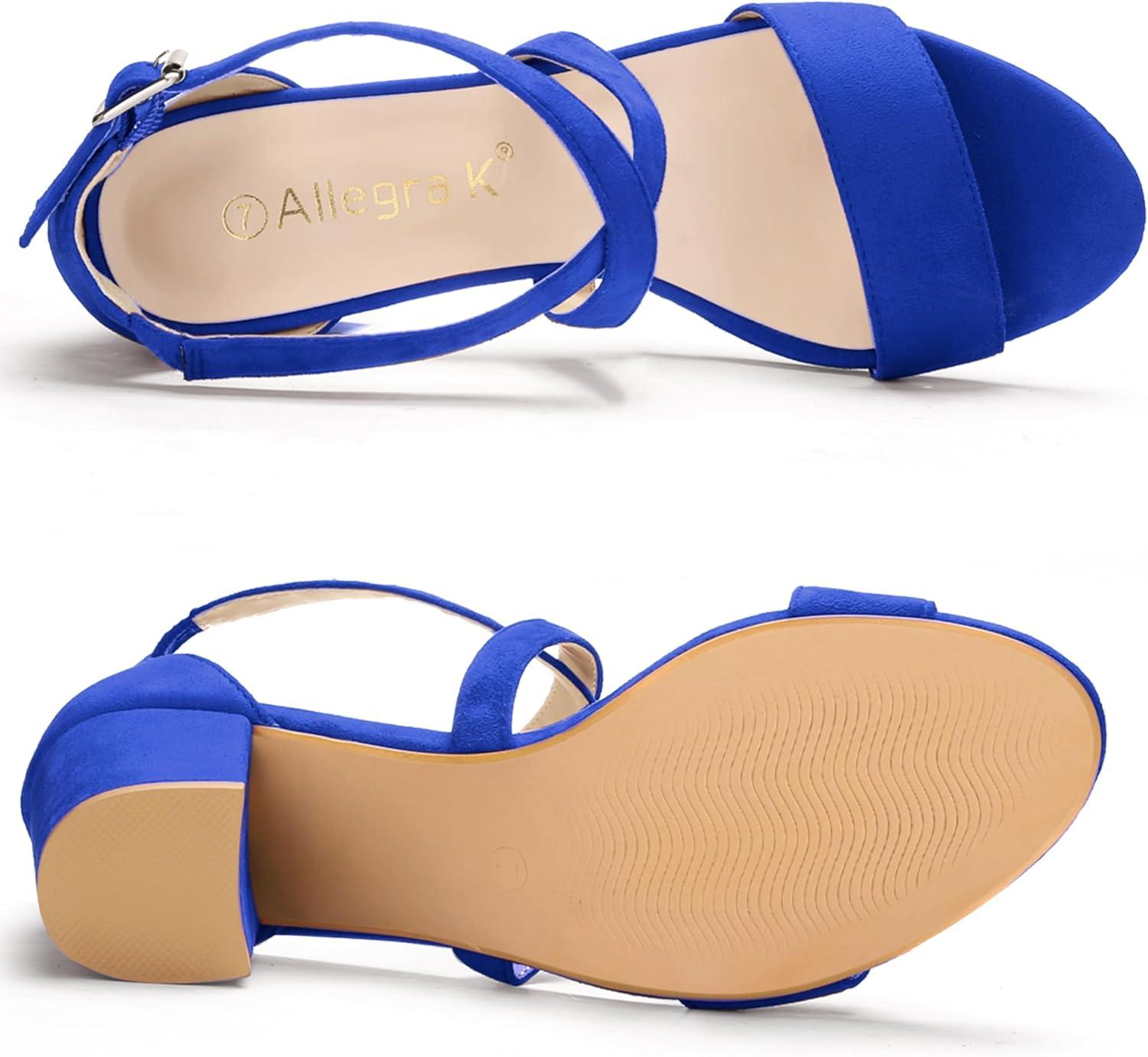 imageAllegra K Womens Crisscross Ankle Strap Block Heel SandalsRoyal Blue