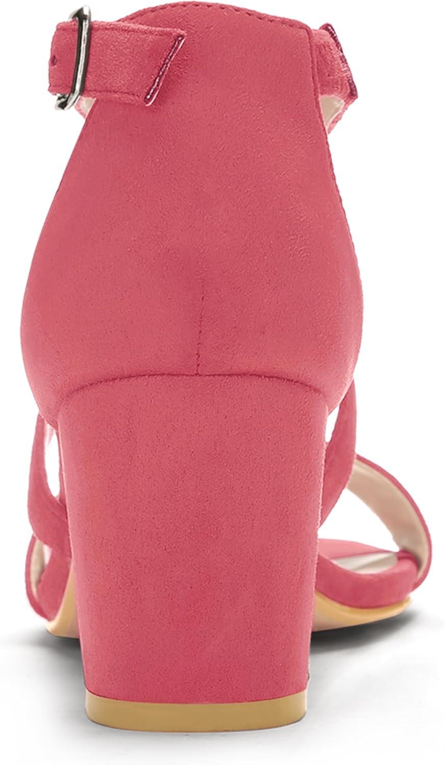imageAllegra K Womens Crisscross Ankle Strap Block Heel SandalsWatermelon Red