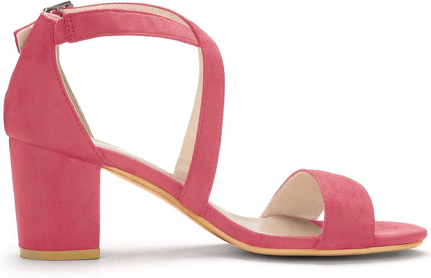 imageAllegra K Womens Crisscross Ankle Strap Block Heel SandalsWatermelon Red
