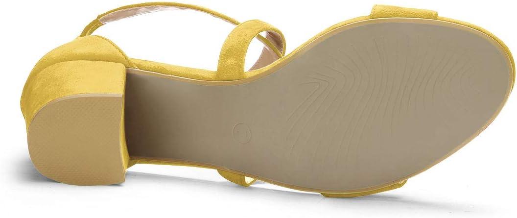 imageAllegra K Womens Crisscross Ankle Strap Block Heel SandalsYellow