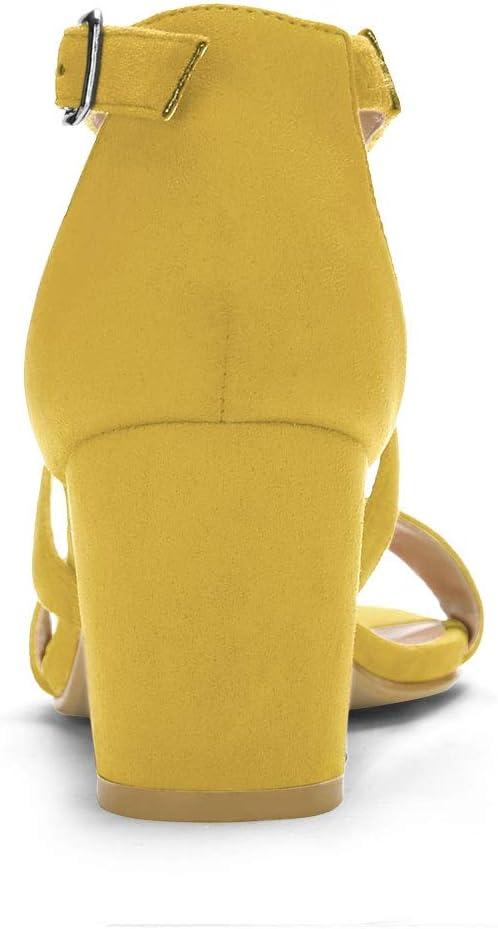 imageAllegra K Womens Crisscross Ankle Strap Block Heel SandalsYellow