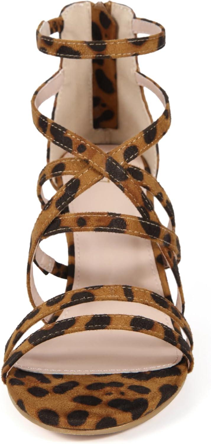 imageAllegra K Womens Gladiator Heels Strappy Back Zip Chunky Heel SandalsLeopard