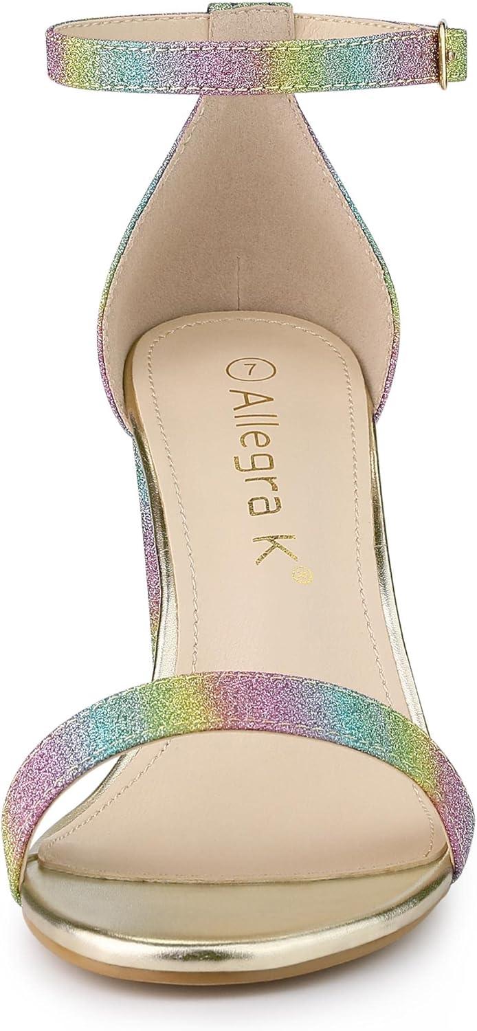 imageAllegra K Womens Gradient Glitter Heels Chunky Heels SandalsColorful