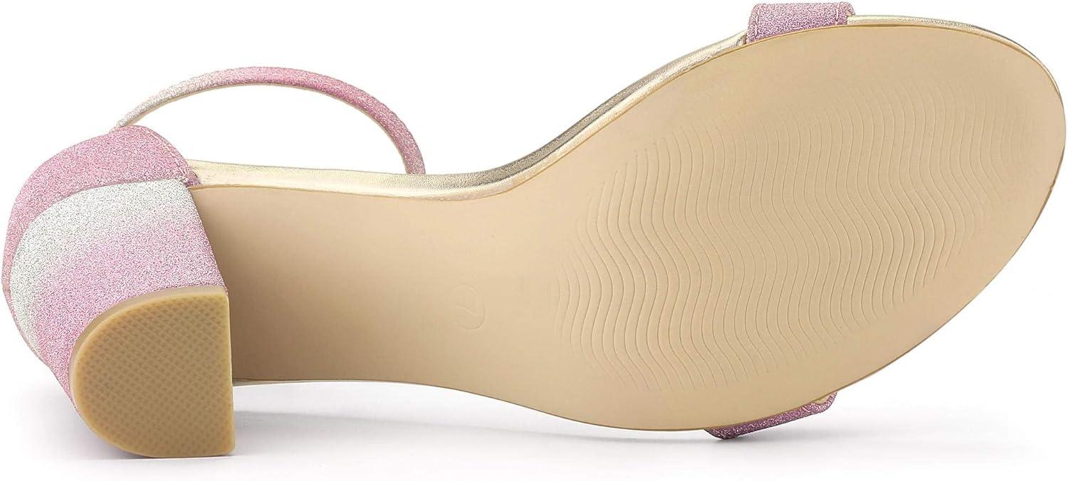 imageAllegra K Womens Gradient Glitter Heels Chunky Heels SandalsPink