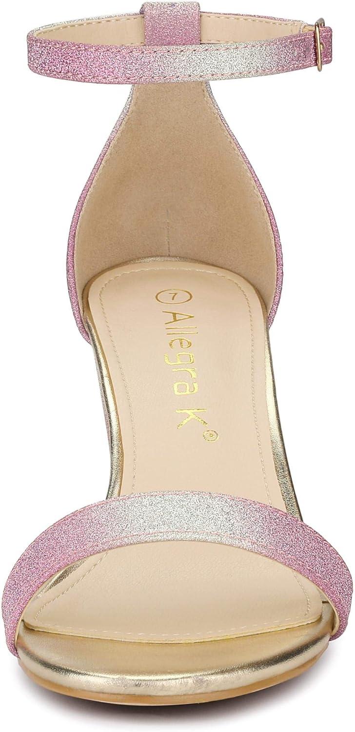 imageAllegra K Womens Gradient Glitter Heels Chunky Heels SandalsPink