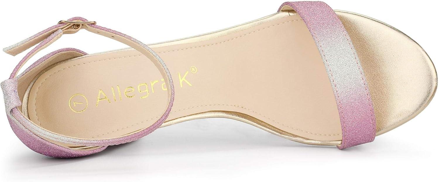 imageAllegra K Womens Gradient Glitter Heels Chunky Heels SandalsPink