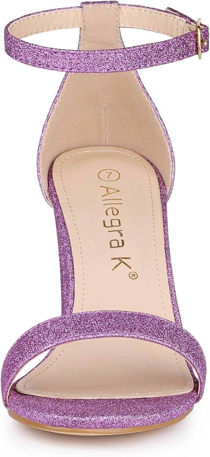 imageAllegra K Womens Gradient Glitter Heels Chunky Heels SandalsPurple
