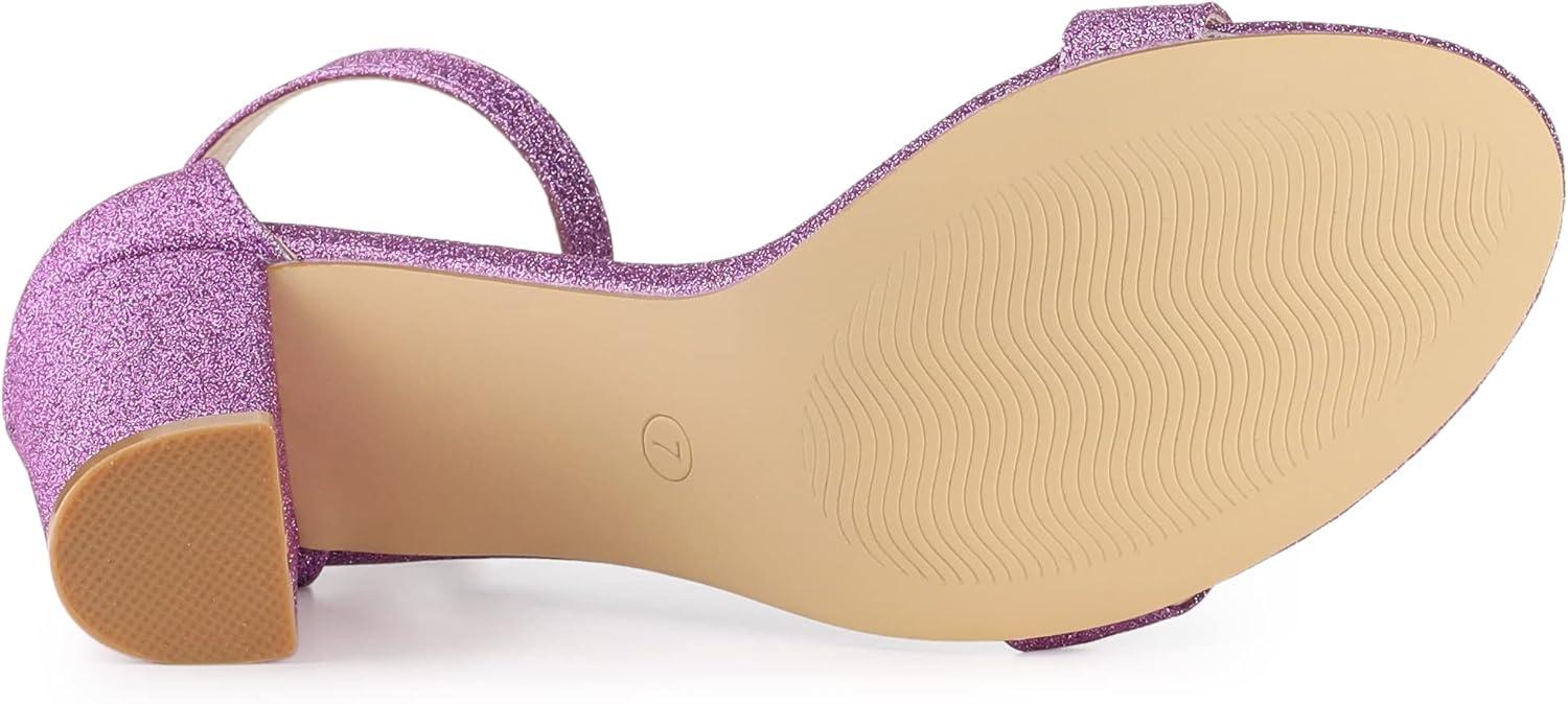 imageAllegra K Womens Gradient Glitter Heels Chunky Heels SandalsPurple