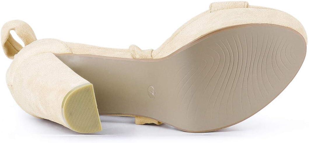 imageAllegra K Womens Lace Up Platform Block Heel SandalsBeige