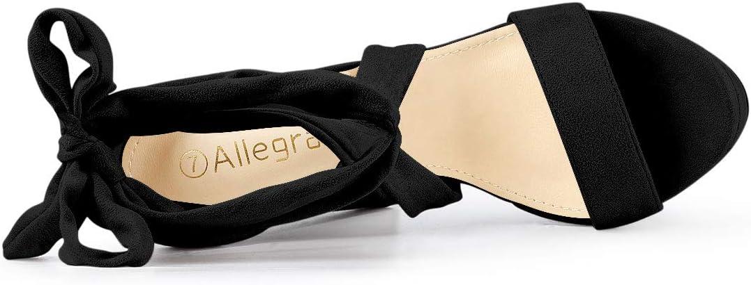 imageAllegra K Womens Lace Up Platform Block Heel SandalsBlack