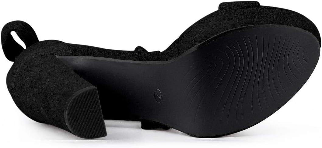 imageAllegra K Womens Lace Up Platform Block Heel SandalsBlack