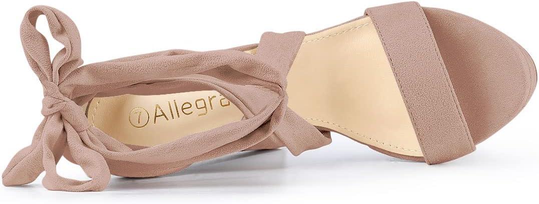 imageAllegra K Womens Lace Up Platform Block Heel SandalsDust Pink