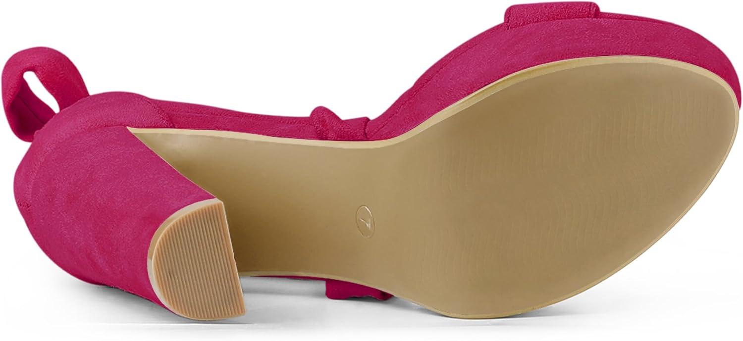 imageAllegra K Womens Lace Up Platform Block Heel SandalsHot Pink