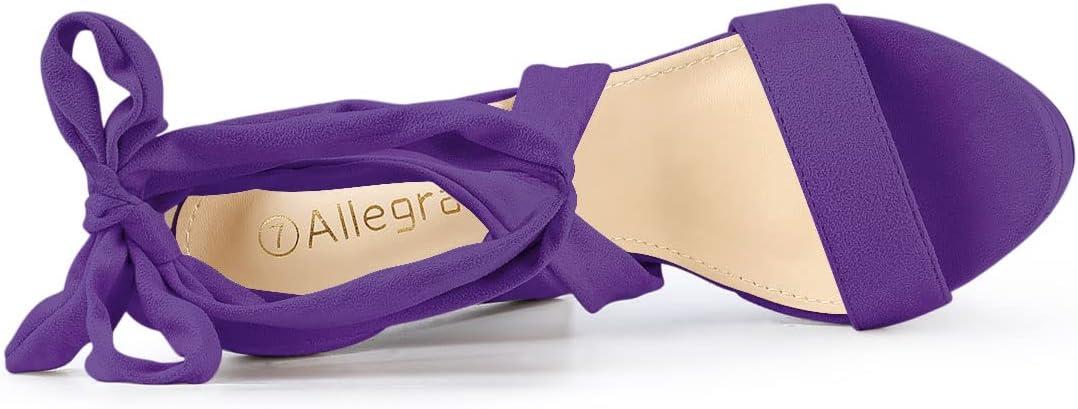 imageAllegra K Womens Lace Up Platform Block Heel SandalsPurple