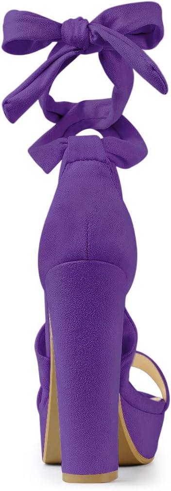 imageAllegra K Womens Lace Up Platform Block Heel SandalsPurple