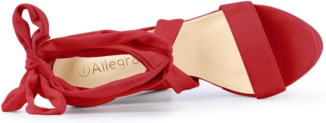 imageAllegra K Womens Lace Up Platform Block Heel SandalsRed