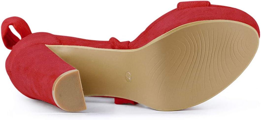 imageAllegra K Womens Lace Up Platform Block Heel SandalsRed