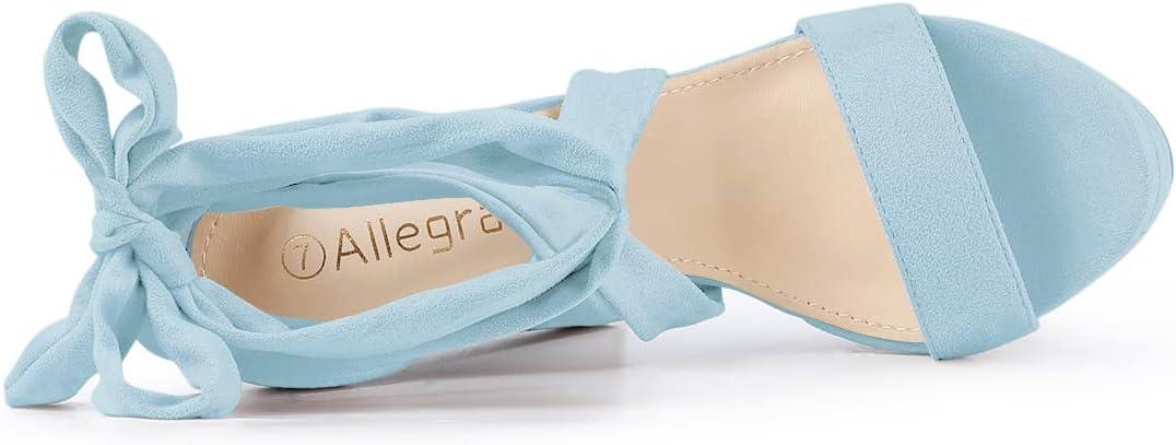 imageAllegra K Womens Lace Up Platform Block Heel SandalsSky Blue