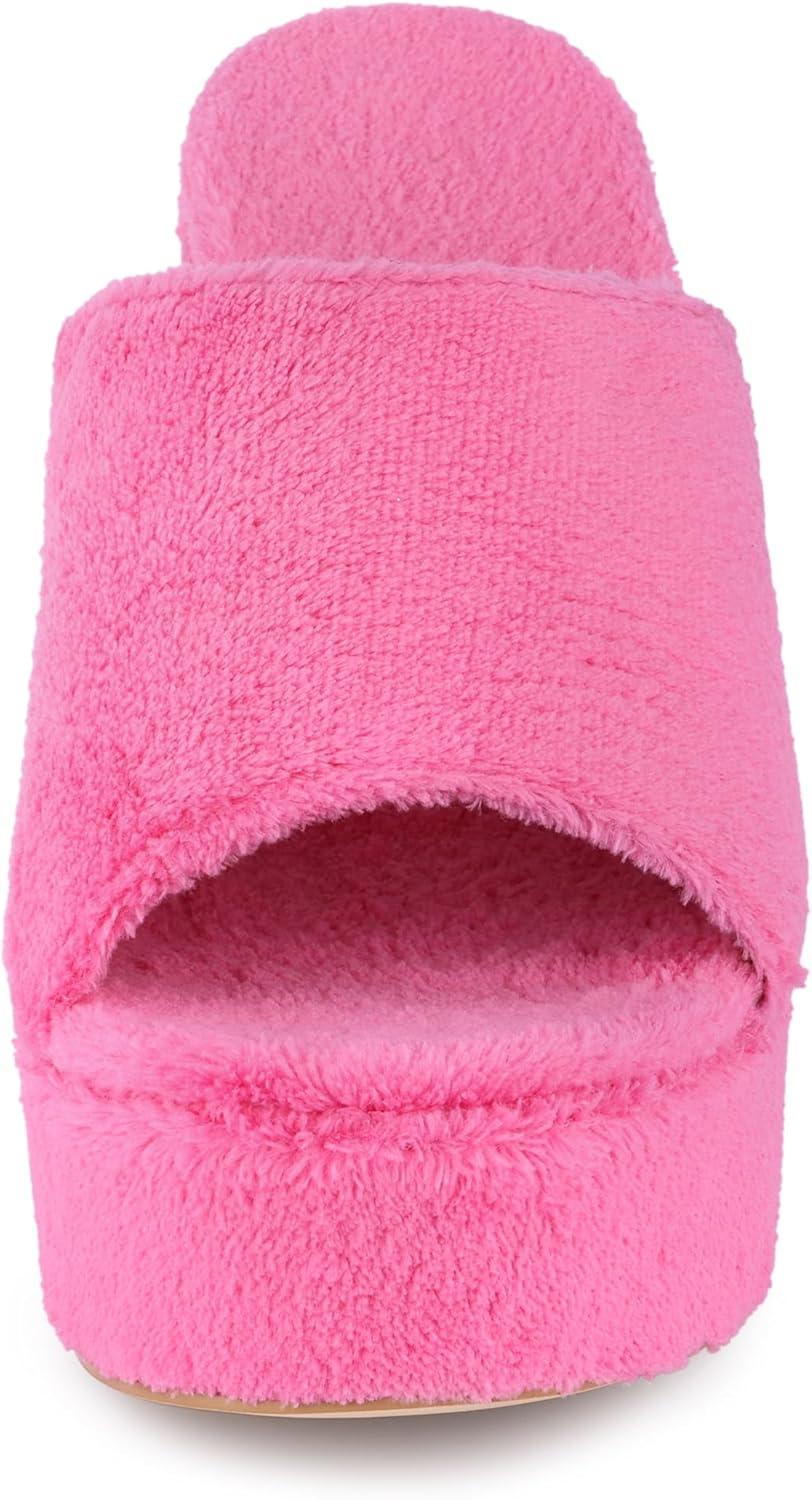 imageAllegra K Womens Open Toe Platform Slides Chunky Heels SandalsHot Pink