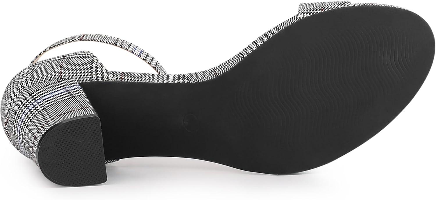 imageAllegra K Womens Open Toe Printed Ankle Strap Chunky High Heel SandalsBlack White