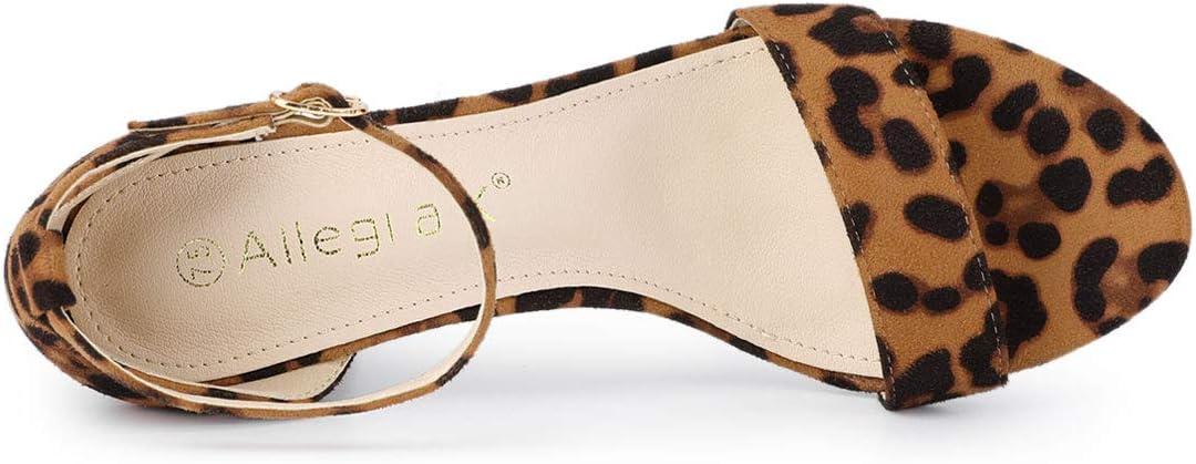 imageAllegra K Womens Open Toe Printed Ankle Strap Chunky High Heel SandalsBrown Leopard