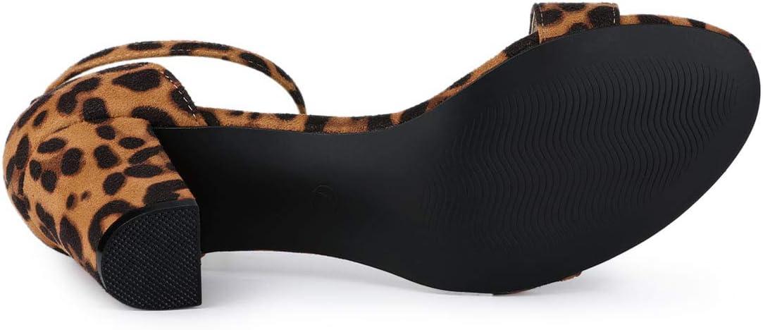 imageAllegra K Womens Open Toe Printed Ankle Strap Chunky High Heel SandalsBrown Leopard
